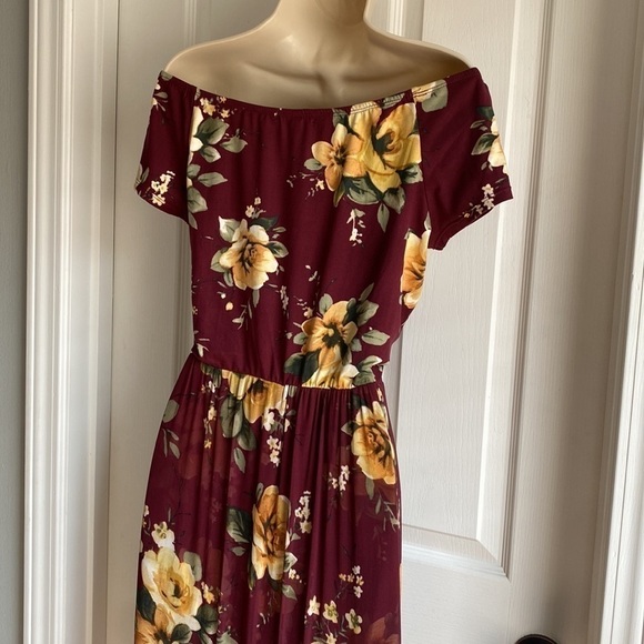 🆕 BeBop Off-Shoulder Romper with Skirt Floral Playsuit Large - Picture 9 of 14